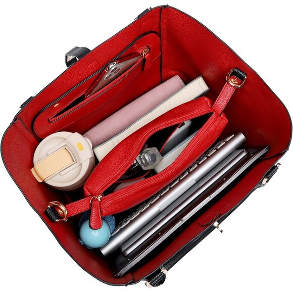 ⚡ Women's Dark Green Large Leather Big Bucket Crossbody Travel Tote Bag - Picture 5 of 7